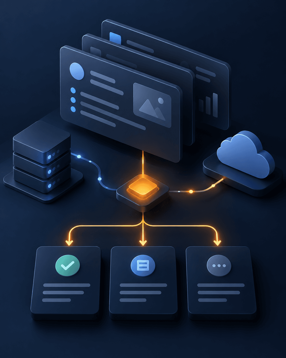 A visual software workflow with connected decision paths
