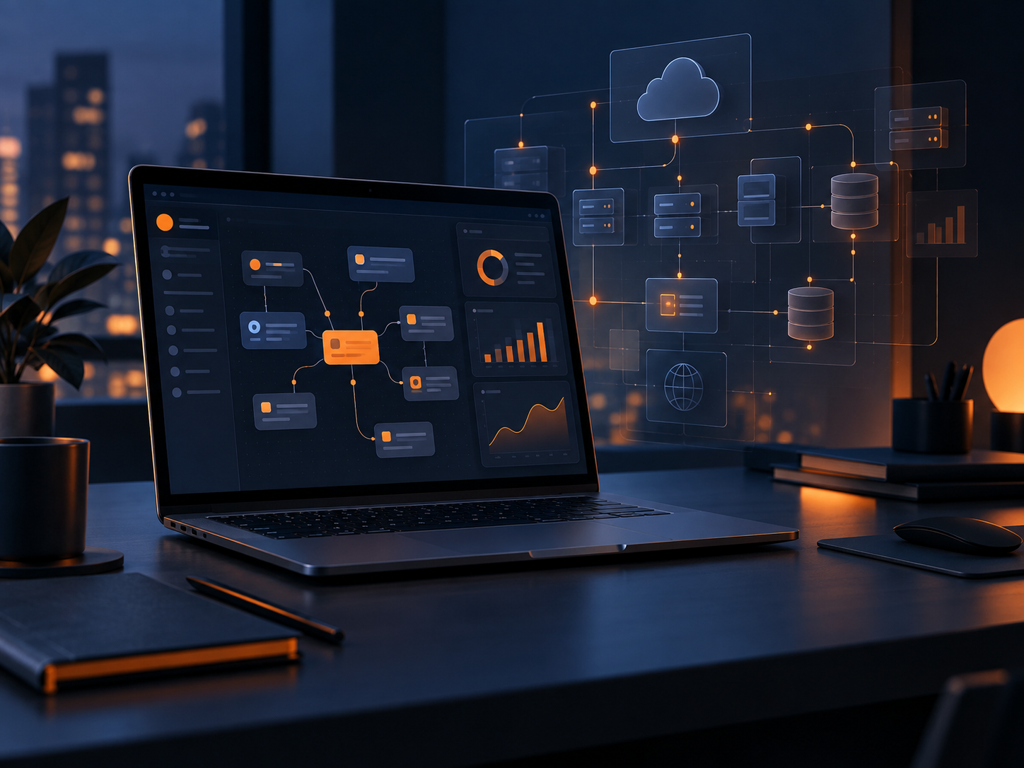 A software workflow and system architecture visual